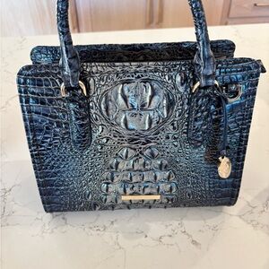 Brahmin Blue Crocodile-Embossed Satchel